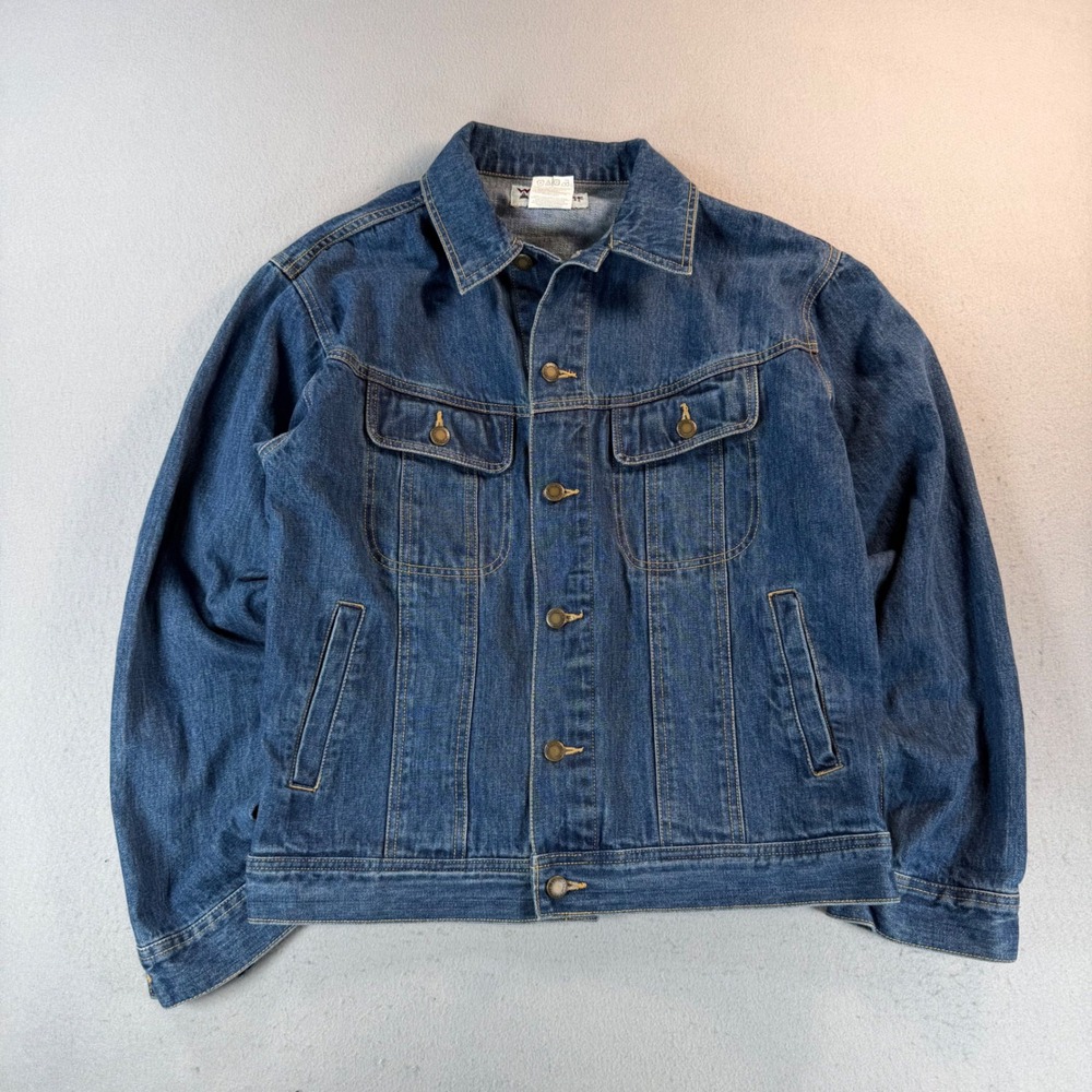 Y2k Wrangler Rugged Wear Mens Blue Denim Trucker Jacket Medium